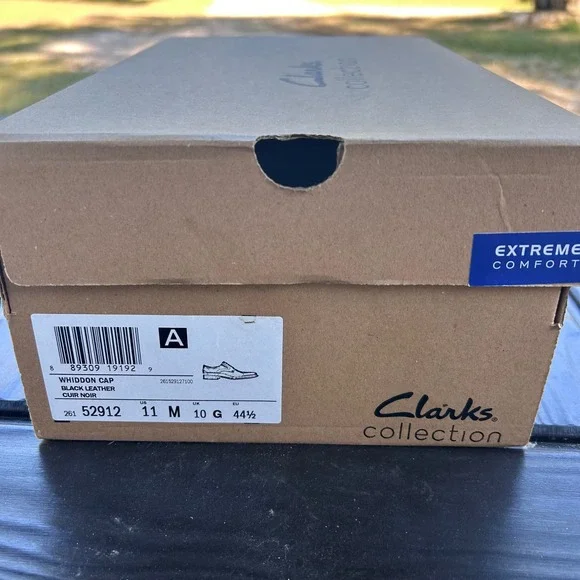 Clarks Collection Whiddon Cap Black Leather Dress Shoes Men 11M Oxford US New - Picture 2 of 9